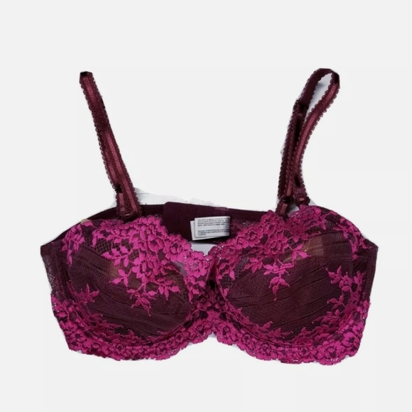 Wacoal Other - Wacoal Unlined Lace Purple Bra Sheer T-Shirt Underwire Brassiere Bra 34D Stretch